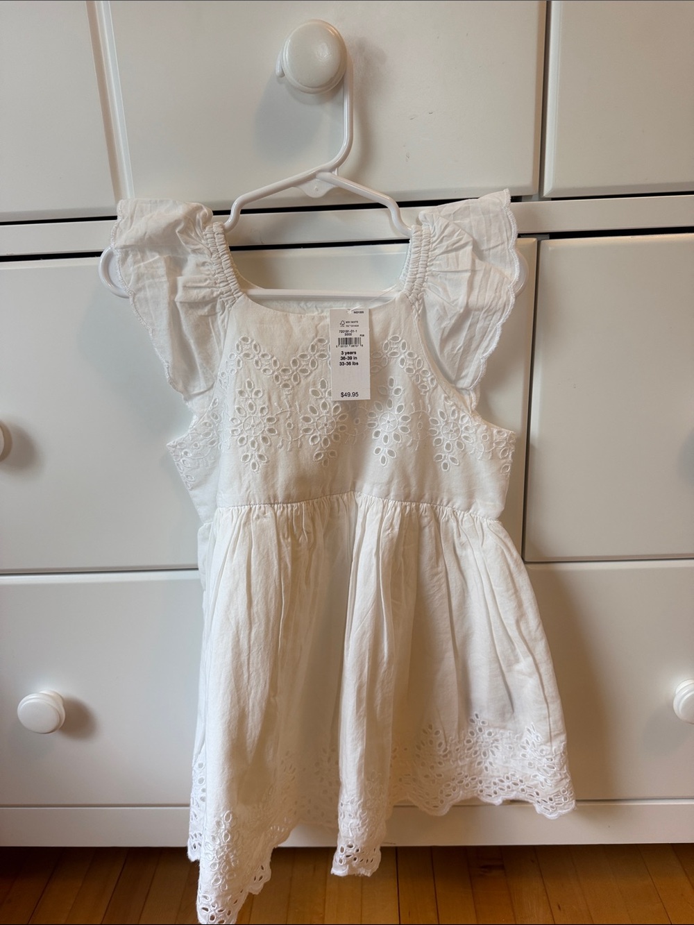 GAP Girls White Eyelet Ruffle-Sleeve Dress